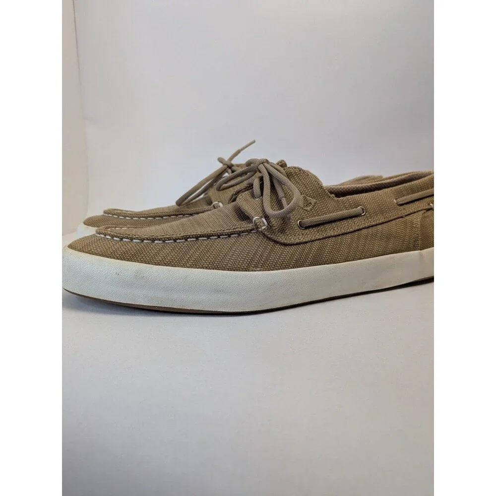 Sperry Shoes Men's Size 13 Bahama Boat Hybrid Slip On Baja Linen Beige Canvas